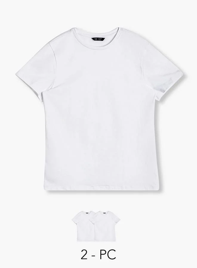 Splash FAV Women Crew Neck Short Sleeve T-shirt - Set of 2